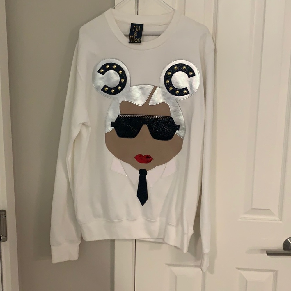 Karl Lagerfeld White long sleeve sweater sz Medium